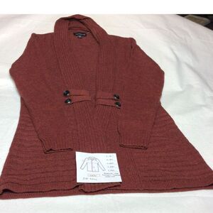 Fortune‎ + Ivy Cardigan Sweater Ribbed Knit Button Detail Rust/Brown Medium
